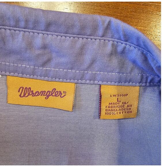 Wrangler Pearl Snap Button Long Sleeve Western Shirt White Stitching, NWOT, Sz L - Picture 5 of 9